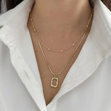 14K Gold Plated Double Chain Choker Pendant Necklace for Women