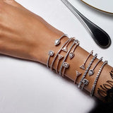 14K Diamond Crystal Cuff Bracelet for Women Dress Jewelry