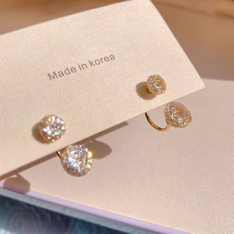 Zircon Ball Earrings for Women - Plated 14k, Zirconia S925 Silver Needle Stud