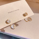Zircon Ball Earrings for Women - Plated 14k, Zirconia S925 Silver Needle Stud