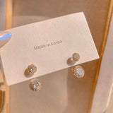 Zircon Ball Earrings for Women - Plated 14k, Zirconia S925 Silver Needle Stud