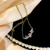 14k Crystal Flower Pendant Necklace for Women - High Jewelry Zircon Party Gift