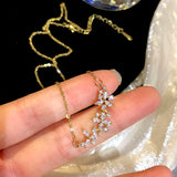 14k Crystal Flower Pendant Necklace for Women - High Jewelry Zircon Party Gift
