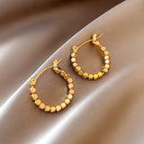 14k Real Cube Hoop Earrings Women Charming Jewelry Weddings Party
