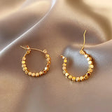 14k Real Cube Hoop Earrings Women Charming Jewelry Weddings Party