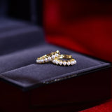 14k Geometric Pearl Hoop Earrings Real Plated Jewelry Gift for Women