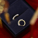 14k Geometric Pearl Hoop Earrings Real Plated Jewelry Gift for Women