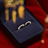 14k Geometric Pearl Hoop Earrings Real Plated Jewelry Gift for Women