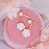 14k Gold Plated Camellia Flowers Drop Earrings for Women