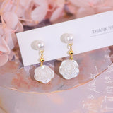 14k Gold Plated Camellia Flowers Drop Earrings for Women