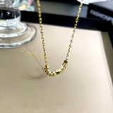 14k Real Charm Square Chain Necklace for Women High Temperament Jewelry
