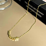 14k Real Charm Square Chain Necklace for Women High Temperament Jewelry