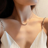 14k Real Charm Square Chain Necklace for Women High Temperament Jewelry