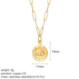 Pink Eye Copper Charms Stainless Steel Necklace
