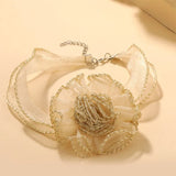 3D Flower Lace Necklace Transparent Mesh Yarn Clavicle Pendant N025