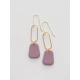 Earth-Tone Polymer Clay Brass Dangle Earrings Set