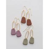 Earth-Tone Polymer Clay Brass Dangle Earrings Set