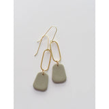 Earth-Tone Polymer Clay Brass Dangle Earrings Set