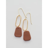 Earth-Tone Polymer Clay Brass Dangle Earrings Set