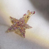 Cubic Zircon Star Crown Tassel Brooches Female Cardigan Freshwater Pearl Fan