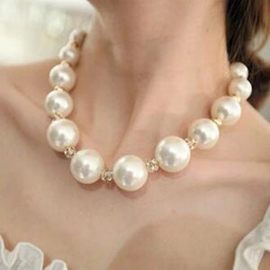 Maxi Pearls Choker Necklace Crystal Wedding Jewelry