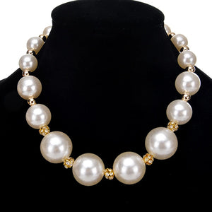 Maxi Pearls Choker Necklace Crystal Wedding Jewelry