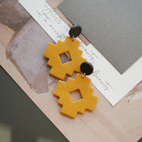 Abstract Polymer Clay Colorful Geometric Dangle Stud Earrings