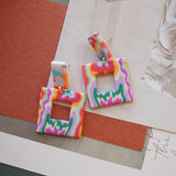 Abstract Polymer Clay Colorful Geometric Dangle Stud Earrings