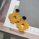 Abstract Polymer Clay Colorful Geometric Dangle Stud Earrings