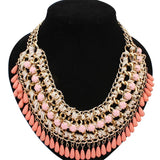 Ethnic Beads Collar Choker Necklace Bohemian Crystal Tassel Pendants Jewelry