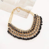 Ethnic Beads Collar Choker Necklace Bohemian Crystal Tassel Pendants Jewelry