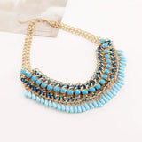 Ethnic Beads Collar Choker Necklace Bohemian Crystal Tassel Pendants Jewelry