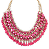 Ethnic Beads Collar Choker Necklace Bohemian Crystal Tassel Pendants Jewelry