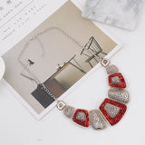 Gemstone Choker Necklace Collar Statement Carved Maxi Necklace