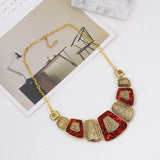 Gemstone Choker Necklace Collar Statement Carved Maxi Necklace