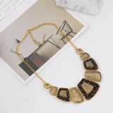 Gemstone Choker Necklace Collar Statement Carved Maxi Necklace