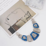 Gemstone Choker Necklace Collar Statement Carved Maxi Necklace