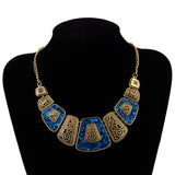 Gemstone Choker Necklace Collar Statement Carved Maxi Necklace