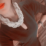 Bohemian Handwork Pearl Collar Choker Necklace