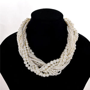 Bohemian Handwork Pearl Collar Choker Necklace