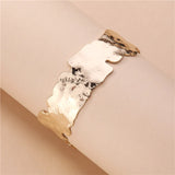 Hammered Metal Wide Cuff Bangle Bracelet for Women