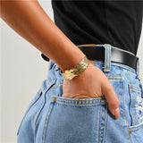 Hammered Metal Wide Cuff Bangle Bracelet for Women