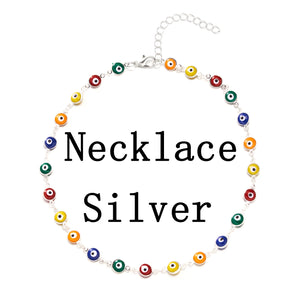 Multicolor Beads Eyes Short Choker Necklace For Women