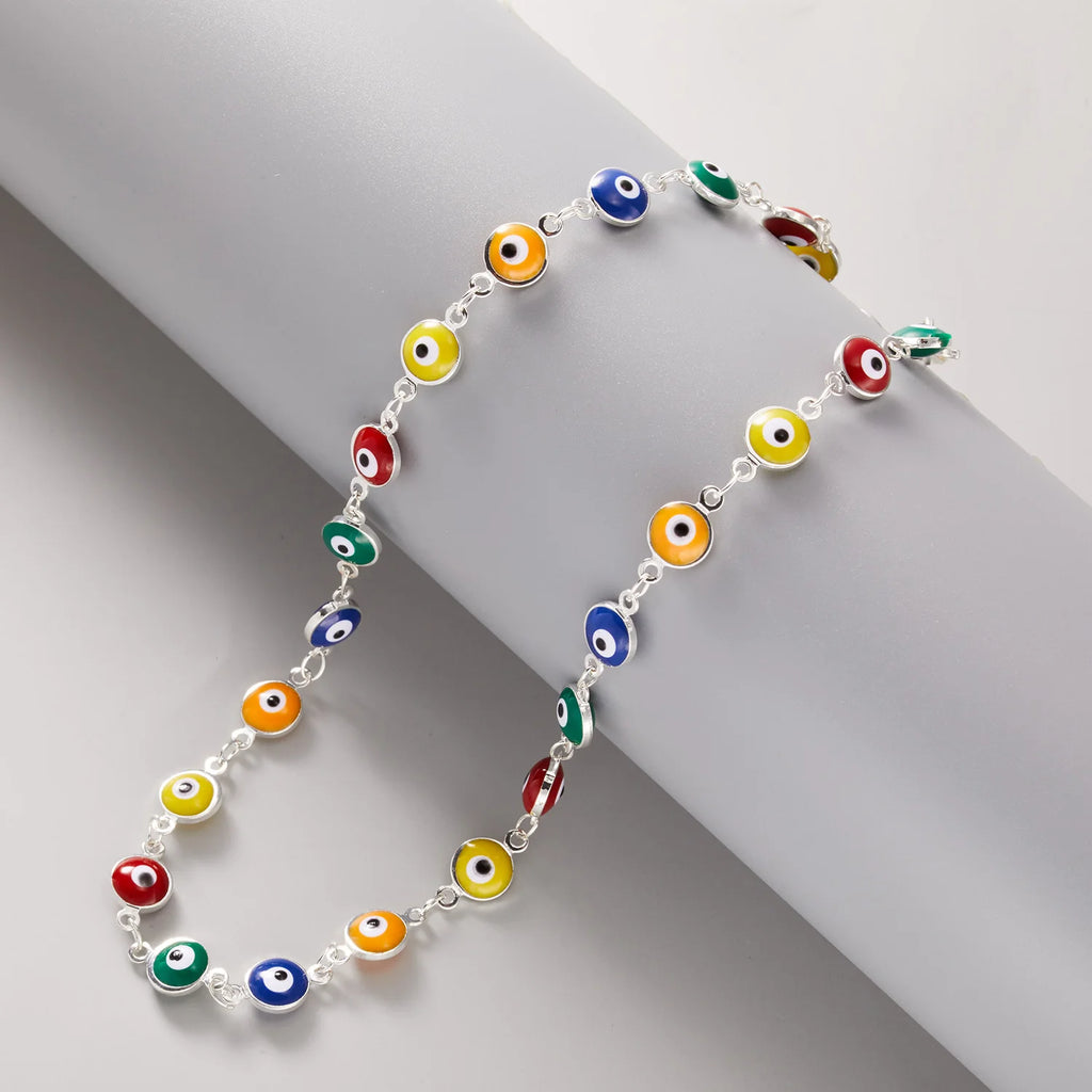 Multicolor Beads Eyes Short Choker Necklace For Women