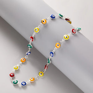 Multicolor Beads Eyes Short Choker Necklace For Women