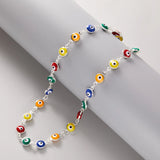 Multicolor Beads Eyes Short Choker Necklace For Women