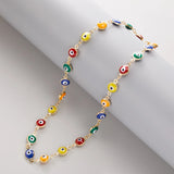 Multicolor Beads Eyes Short Choker Necklace For Women