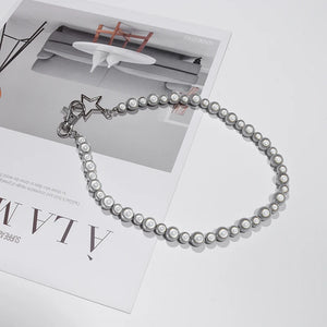 Pearls Beads Chain Star Necklaces for Women Girl Night Hip Hop Jewelry