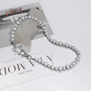 Pearls Beads Chain Star Necklaces for Women Girl Night Hip Hop Jewelry