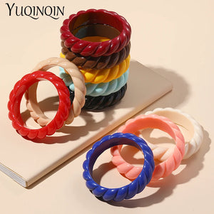 Resin Cuff Screw Bracelet Vintage Charm Geometric Bangle